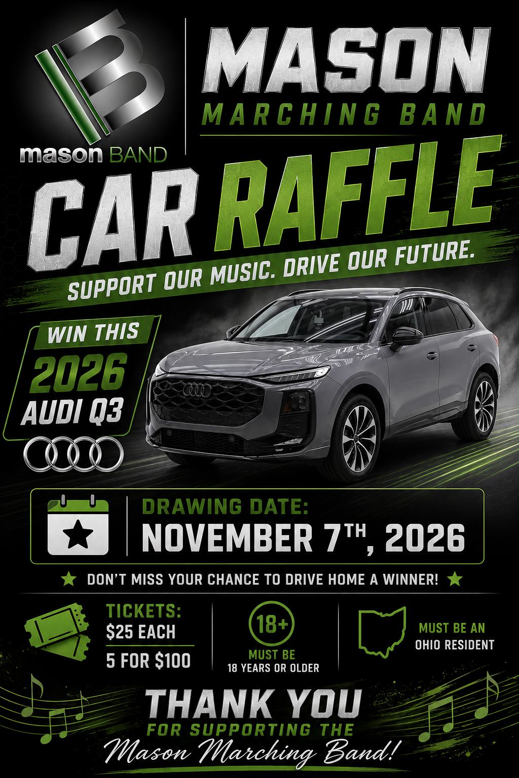 Mason Band Car Raffle Flyer